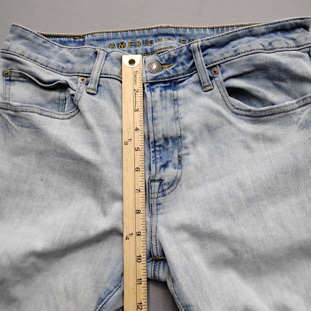 American Eagle Slim Straight Jeans Mens 32x34 Light Wash Blue Denim Stretch - Picture 5 of 7
